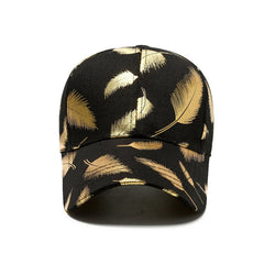 Unisex Hip-hop Hat Peaked Cap Curved Brim Bronzing Silver Feather Baseball Cap