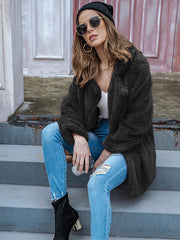 Women's Plush Cardigan Sweater Tops Loose Long Sleeve Outwear Coat
