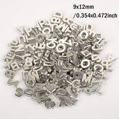 100pcs 9x12mm Silvery Metal Hollow Letter Beads DIY Bracelet Necklace Access