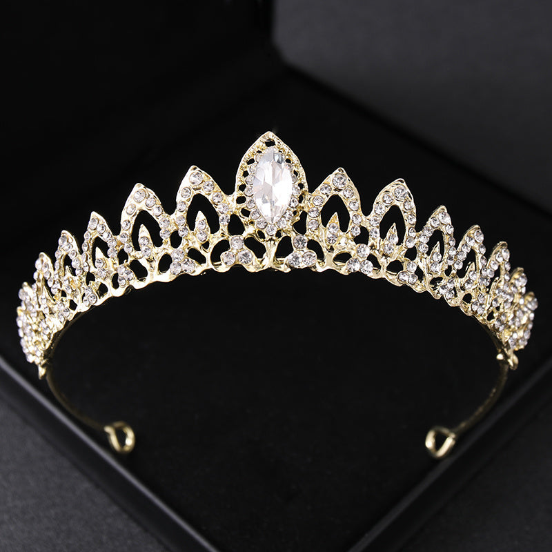 Golden Rhinestone Crown Hairband for Bridal Wedding Party Favor