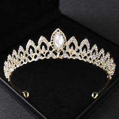 Golden Rhinestone Crown Hairband for Bridal Wedding Party Favor
