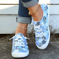 Geometric Pattern Canvas Lace Up Low Top Sneakers