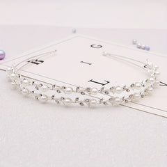 Pearl Rhinestone Headband Double Layer Hair Band Bridal Wedding Hair Access