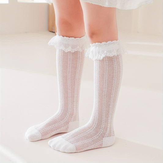Toddler Girls Lace Trim Princess Over the Calf Socks