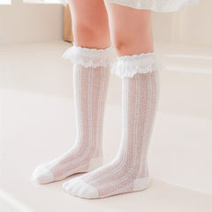 Toddler Girls Lace Trim Princess Over the Calf Socks