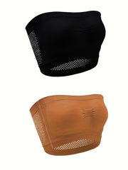 2pcs Seamless Bandeau Bras Soft Stretch Strapless Lingerie