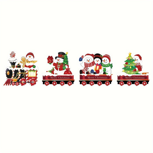 Christmas Train Yard Sign Santa Snowman Tree