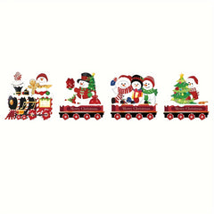 Christmas Train Yard Sign Santa Snowman Tree