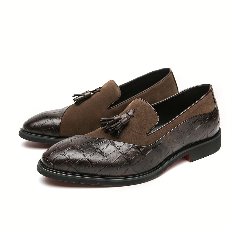 Men's Tassel Loafer Shoes Textured Comfy Slip On Dress Shoes