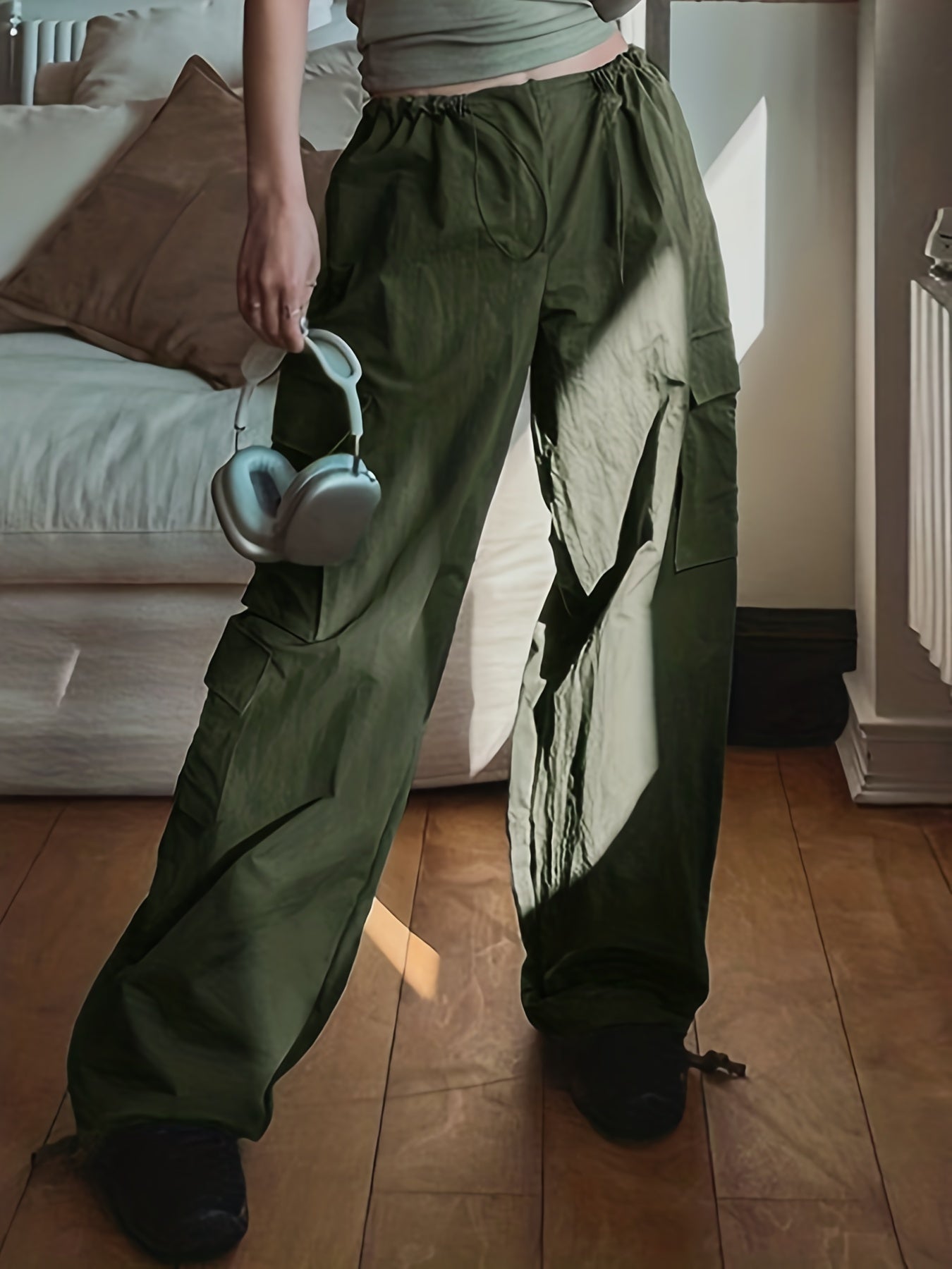 Y2K Cargo Parachute Pants Casual Baggy Pants Women's Clothing
