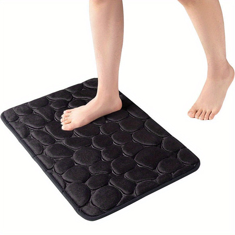 Memory Foam Bath Rug Cobblestone Embossed Bathroom Mat