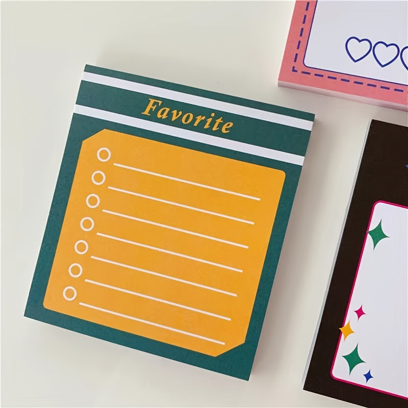 50 Pages Pink Green Plaid Memo Pad Retro Journal for Office and Family Notes