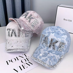 Rhinestone TAKE Baseball Cap Sunshade Hat Lace Cap