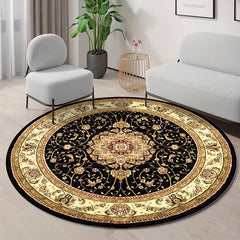 Retro Flowers Large Area Circular Carpet