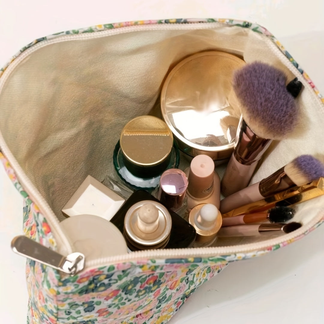 Floral Print Makeup Bag Cosmetic Bag Large Capacity Zipper Toiletry Bag