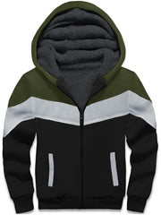 Kid's Block Stitching Fleece Jacket Zip Up Hoodie Coat
