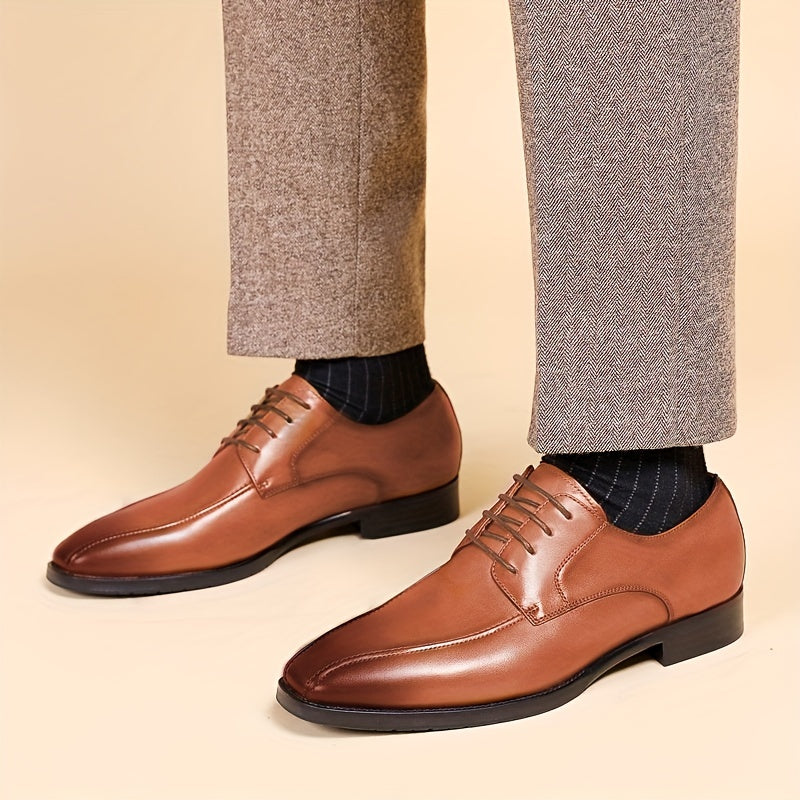 Men's British Style Square Toe Derby Shoes for Wedding Business