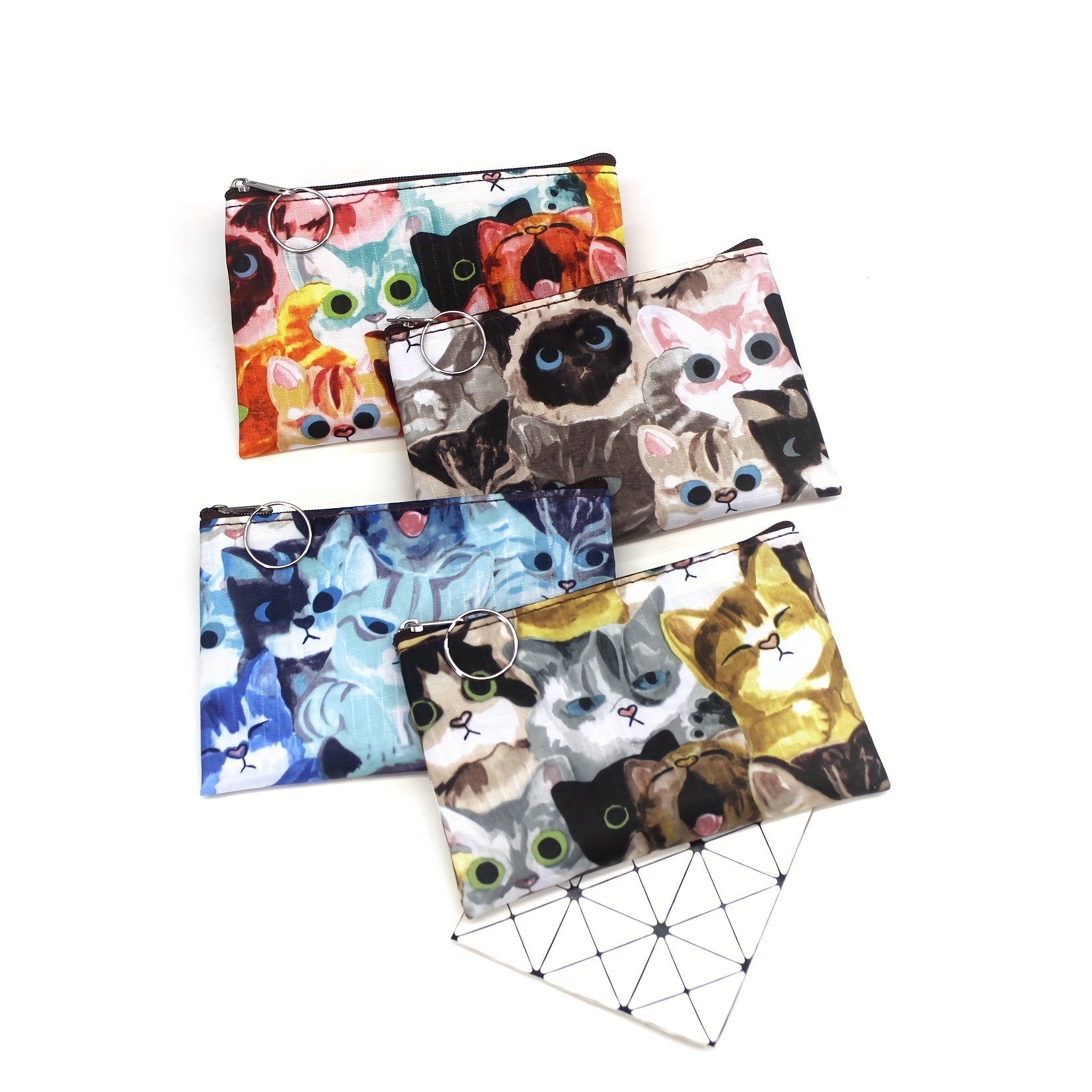Vintage Kitten Purse Zipper Key Card Bag Small Square Bag