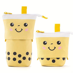 Smiling Face Milk Tea Portable Pen Holder Pencil Case