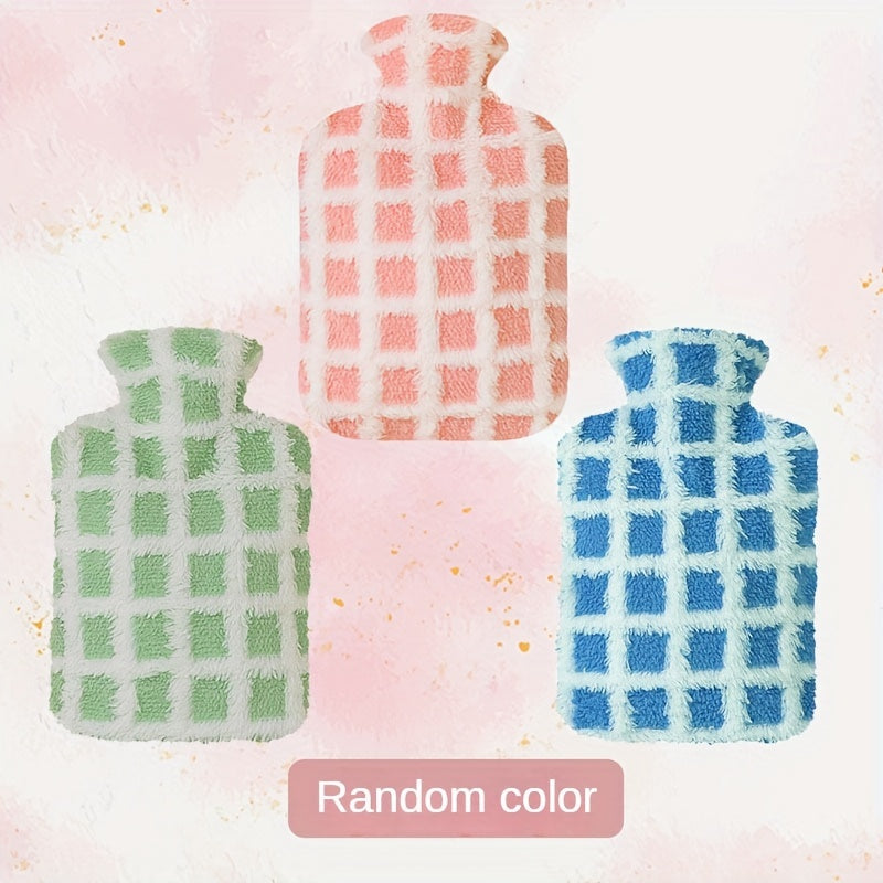 Plaid Cloth Cover Hot Water Bag Hand Warmer