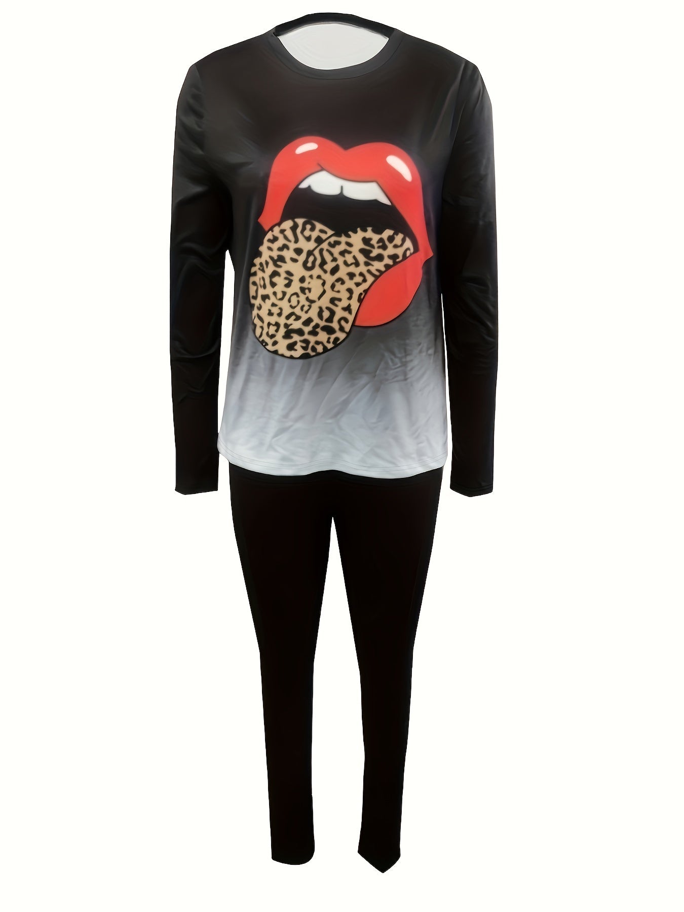 Lip & Ombre Print Top & Leggings Set