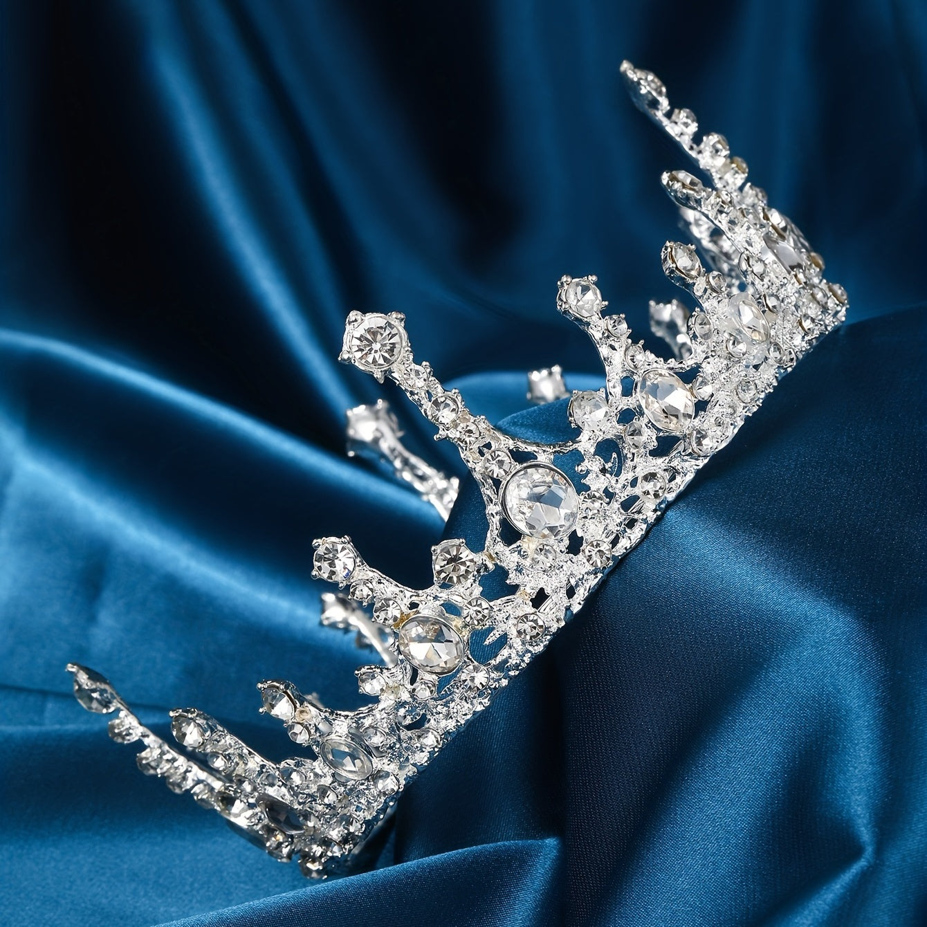 Vintage Court Style Crystal Crown Tiara Bridal Headband