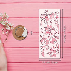 10pcs Leaf & Flower Painting Stencils Reusable Floral Stencil With Metal Ring