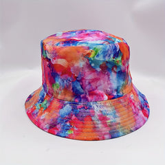 Oil Painting Print Bucket Hat Reversible Red Tie Dye Graffiti