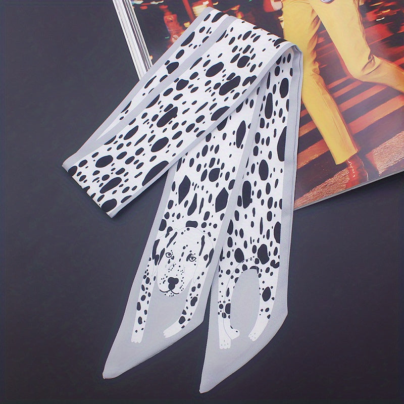 Animal Print Ribbon Skinny Scarf Cartoon Neck Tie Scarf Women Casual Neckerchief
