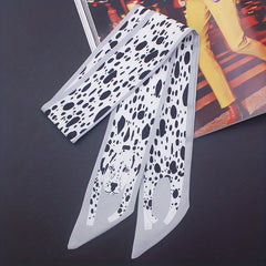 Animal Print Ribbon Skinny Scarf Cartoon Neck Tie Scarf Women Casual Neckerchief