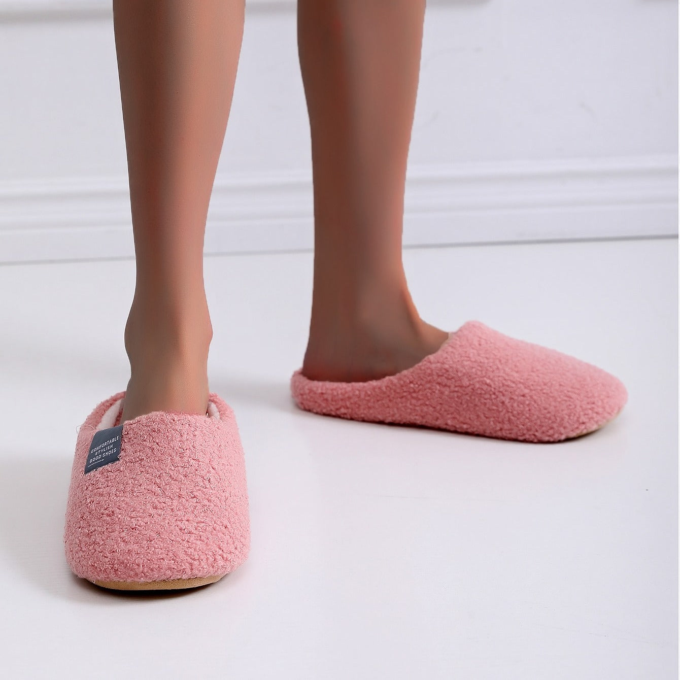Women's Letter Patch Fluffy Bedroom Slippers