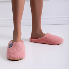 Women's Letter Patch Fluffy Bedroom Slippers