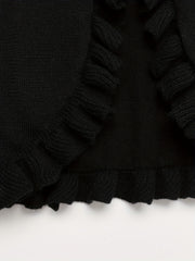 Girls' Knit Cardigan Single Button Flounce Cuff Long Sleeve Thin Cardigan
