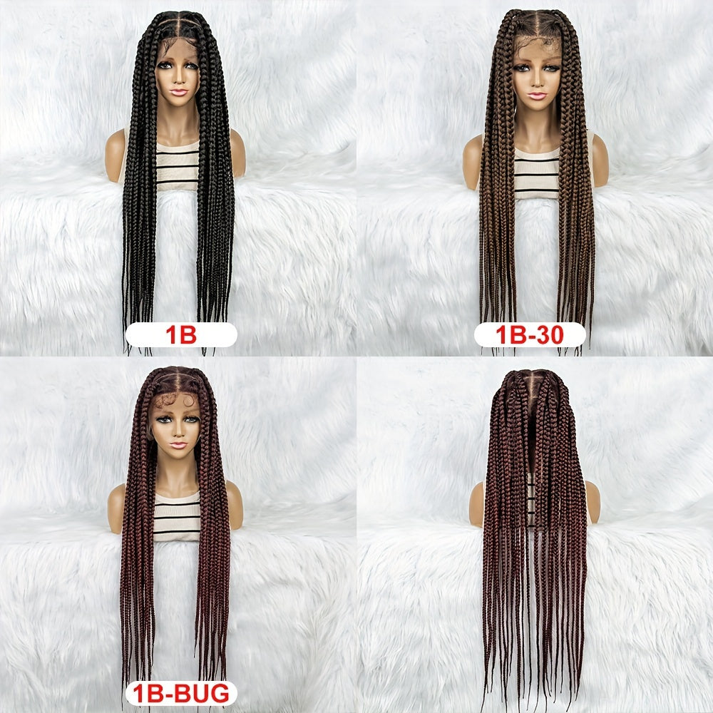 Full Lace Fiber Braid Wigs Long Box Braid Wig Synthetic Fiber Lace Front