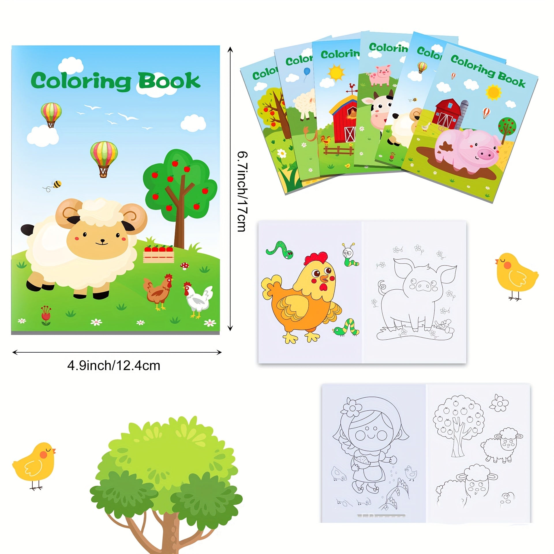 7 Mini Farm & Sea Animals Art Books - Coloring, Painting, Drawing