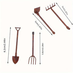 Rustic Garden Tools Set Metal Landscaping Dollhouse Model DIY Gift