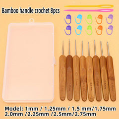 Crochet Hook Kit Bamboo Handle Needles DIY Weave Yarn Sewing