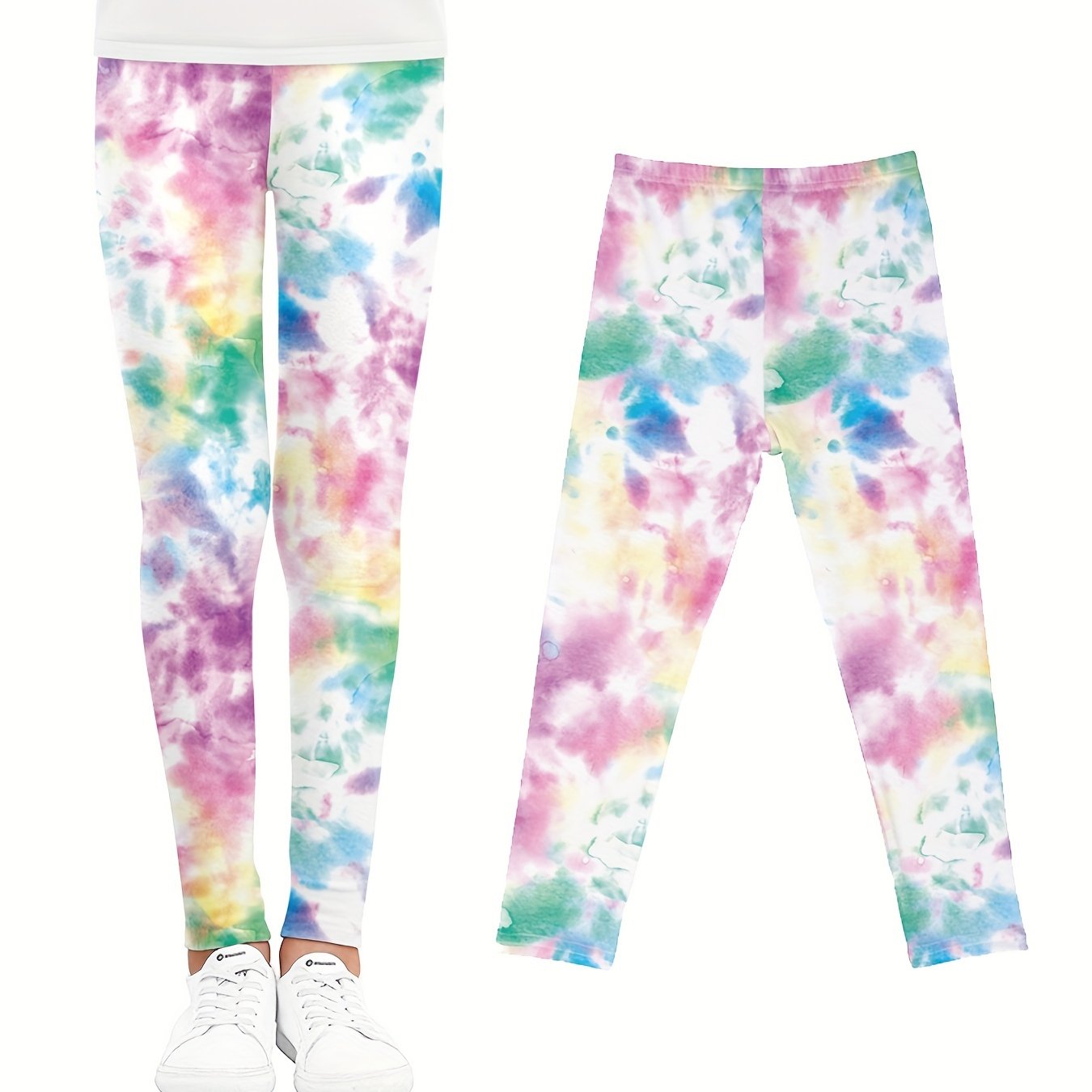 Girls Tie Dye Fleece Leggings Footless Tights Ants Bottom Kids Clothes