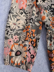Floral Print Half Sleeve V Neck Pleated Dress