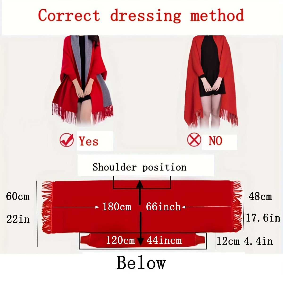 Cashmere Jacquard Scarf Tassel Reversible Shawl Vintage Warm Wrap Women's Cloak