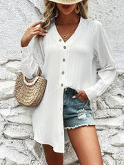 Blouse Women's Plus Ribbed Raglan Sleeve V Neck Top