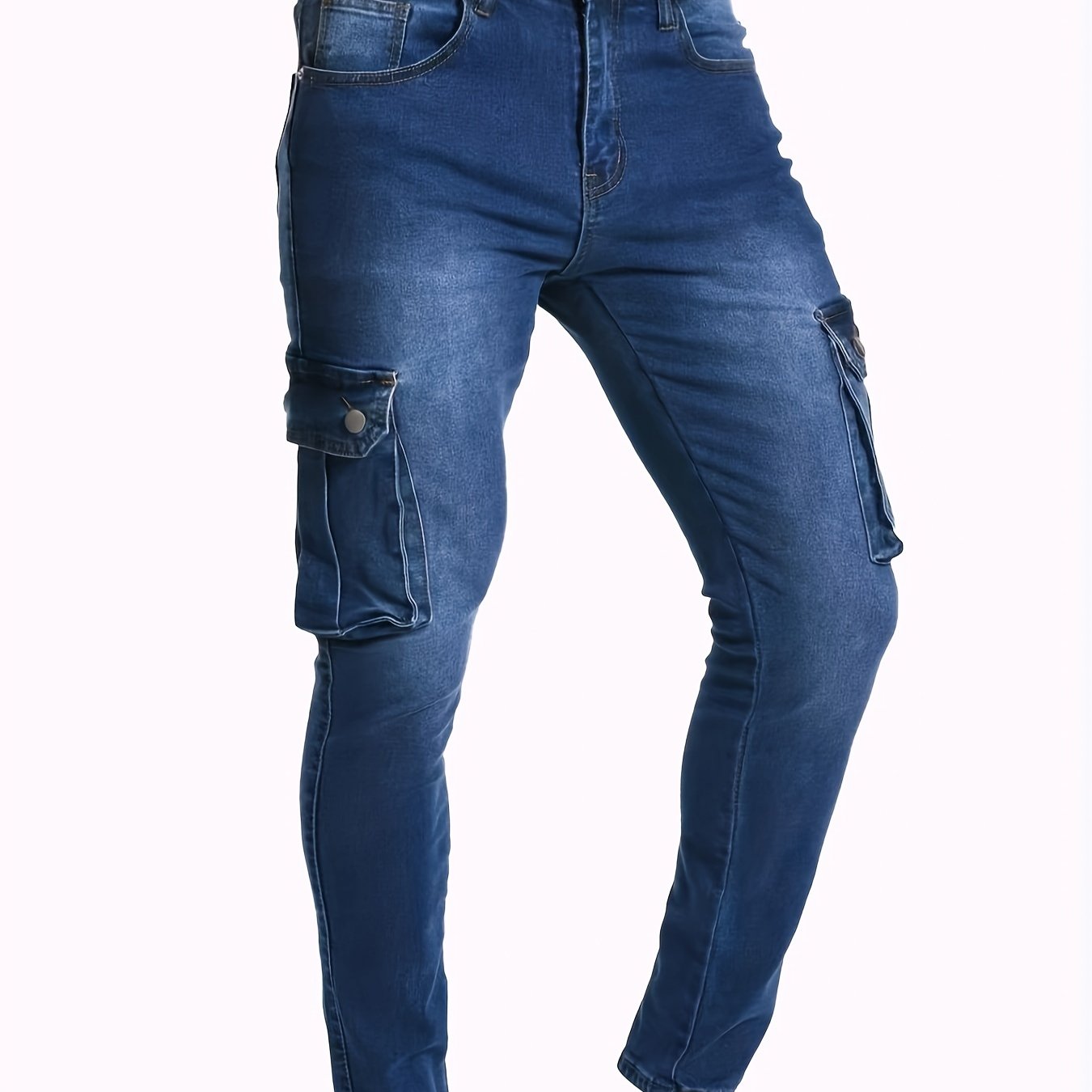 Men's Distressed Slim Fit Jeans with Pockets