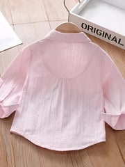 Girls Bunny & Carrot Pattern Shirt Long Sleeve Tops