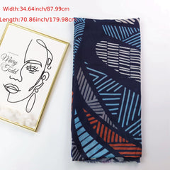 Boho Floral Print Tassel Scarf Block Shawl Casual Windproof Head Wrap