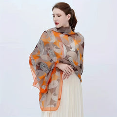 Leaf Paisley Print Scarf Thin Breathable Shawl Solid Head Wrap