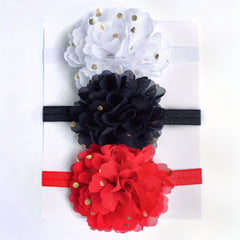 3pcs Dot Chiffon Flower Baby Headband 0-3 Years