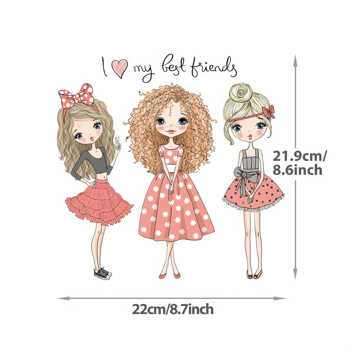 Girls Clothing Heat Transfer Stickers Girlfriends Friendship DIY Iron on Decals