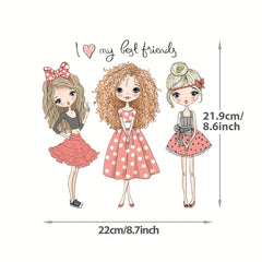 Girls Clothing Heat Transfer Stickers Girlfriends Friendship DIY Iron on Decals