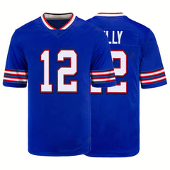 Men's 12 Football Jersey V-Neck Short Sleeve Embroidered Rugby Sweatshirt