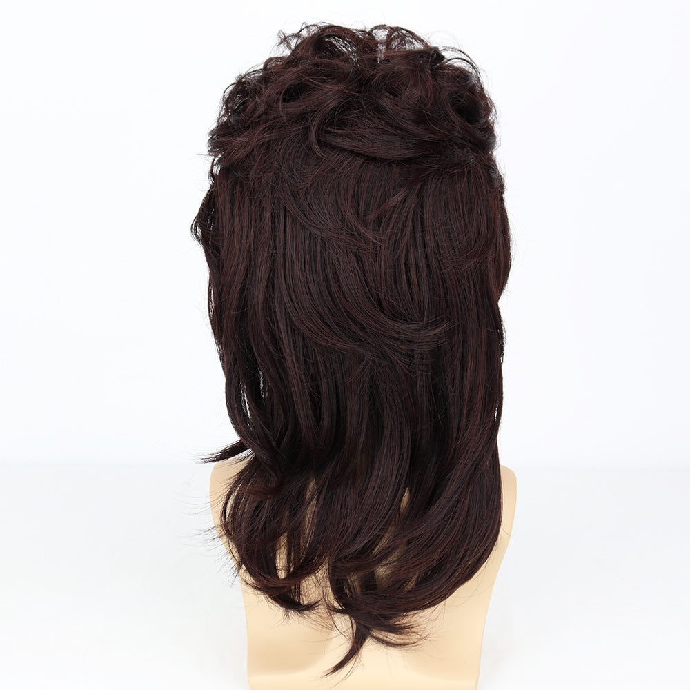 Men's Dark Brown Curved Short Wig Fluffy Daily Cosplay Costume Wig